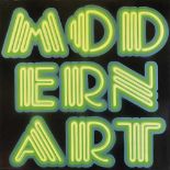 BEN EINE: "MODERN ART IN NEON"England, geboren 1970 Sprühlack, Stencil auf schwarz glänzender