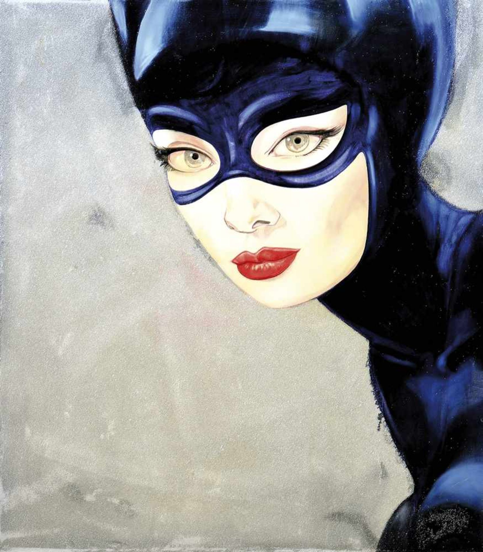 EZO: "CATWOMAN"Amerika, geboren 1963 Emailsprühfarbe, Öl- und Acrylfarbe mit Envirotex Harz, Silber-