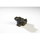 A realistically carved hardstone rabbit. 2nd half of the 20th century. Realisticallycarved dark