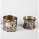 Two silver napkins. Russia, Moscow, Adrian T. Ivanov, 1908-1917 (one). One with nielloeddecor of