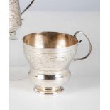 A silver beaker. Russia, Moscow, 1869. Engraved decor. Stamped with hallmark, 84-standard,assayer'