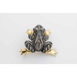 A yellow gold frog brooch set with diamonds. 2nd half of the 20th century. 14ct-yellowgold and