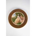 A porcelain plate. Tver, Kuznetsov, circa 1870 (plate), print 20th century. Round stand.Print