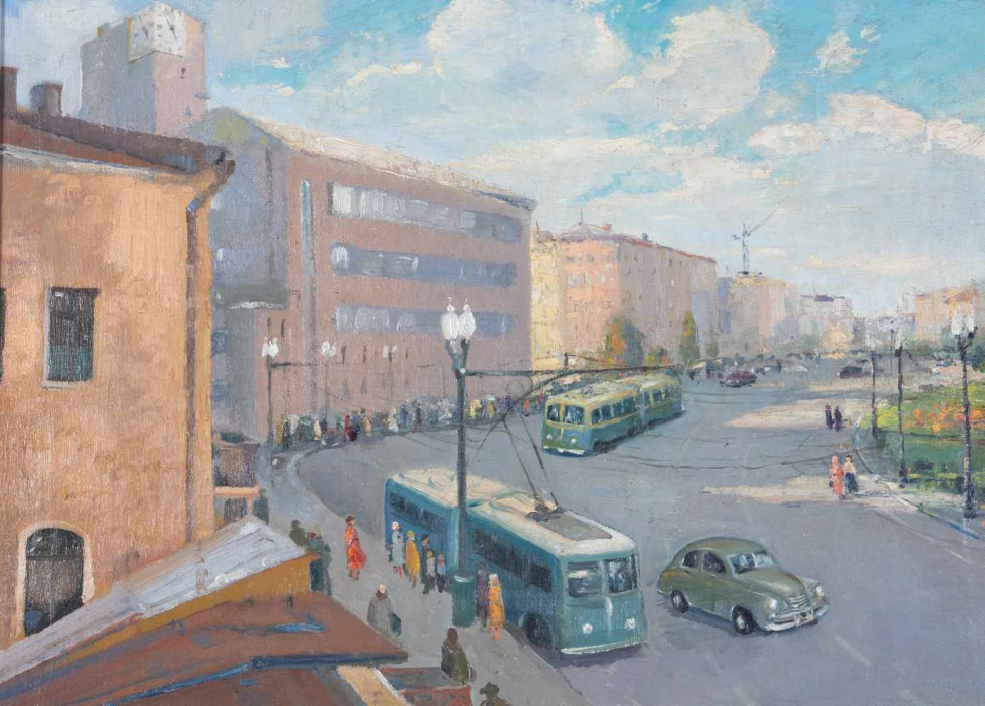 View of Moscow. Vladmirov. Russia, 20th century. Oil on canvas. Back signed and titled incyrillic.