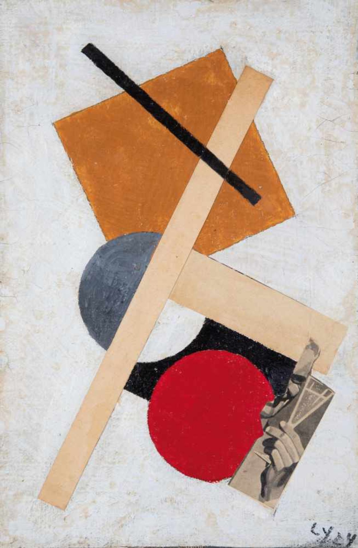 Suprematist (Russia, 1st half of the 20th century)Suprematistic collage. Mixed media on cardboard.