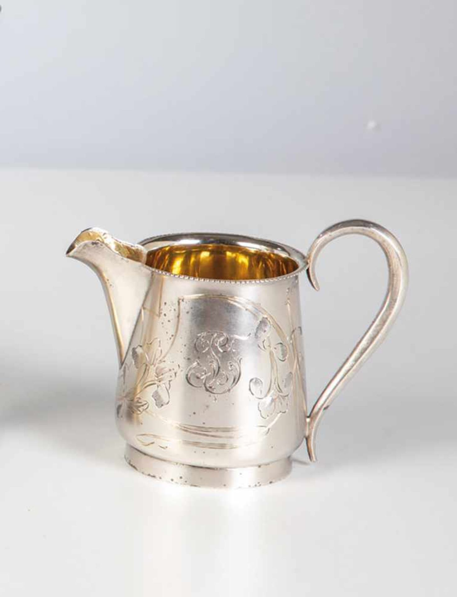 A silver art nouveau milk jug. Russia, Moscow, probably Ivan Nikolaev Mnekin (1896-1908),1908.