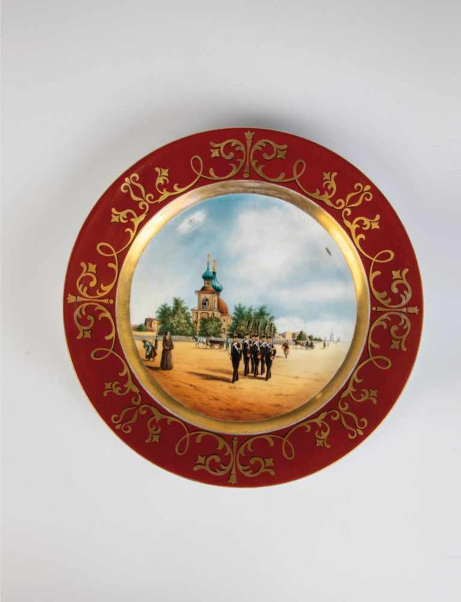 A military porcelain plate. St. Petersburg, Imperial porcelain factory period Alexander II(1855-