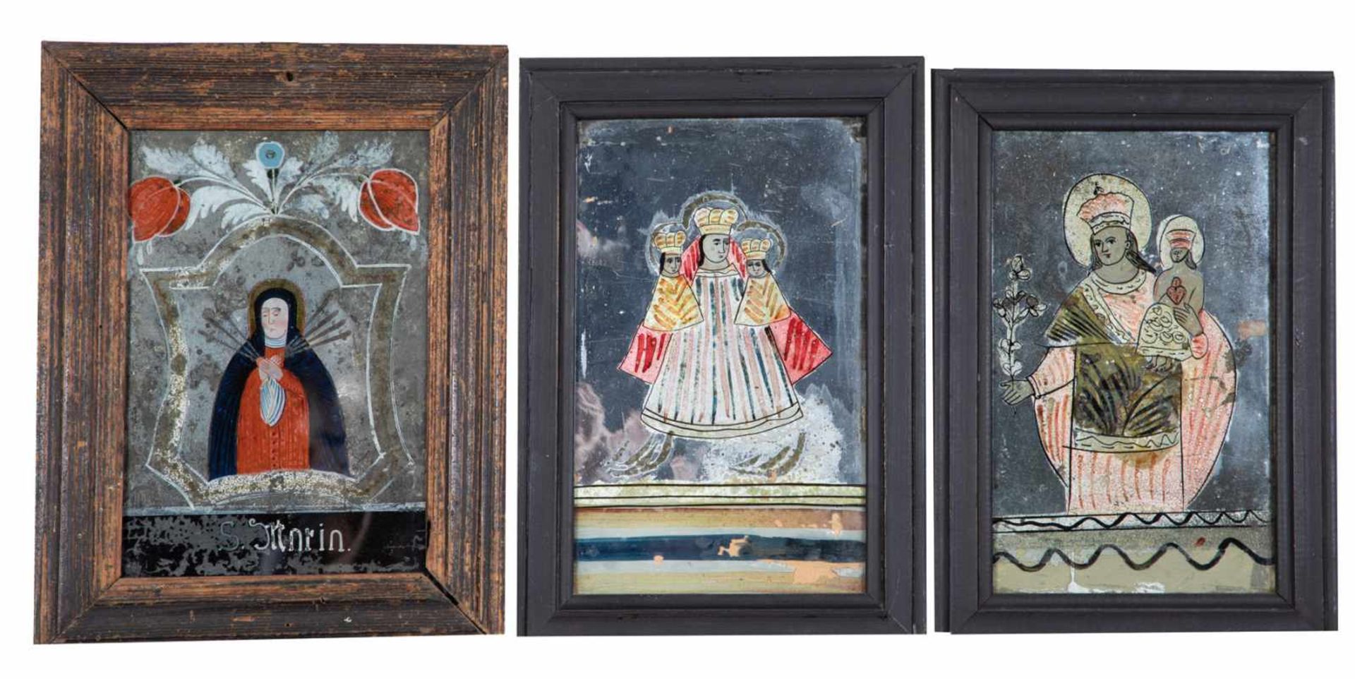 Drei Spiegelbilder mit Mariannischen DarstellungenRaimundsreut und Sandl, E. 18./A. 19. Jh. Die