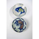 Two plates. China, Daoguang period, 1st half of the 19th century. In the mirror one carpin blue