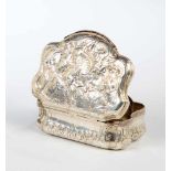 A french silver tin. France, Paris, 1765/66. Sides and bottom with embossed and engravedfoliage.