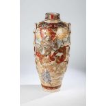 Satsuma vase. Japan, Meiji period, 19th century. Large vase with polychrome depiction oftwo