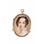 Thomas Hargreares (Attrib.)1775 - 1846 Kopfbild einer jungen Dame mit Perlenohrringen. Um 1835.