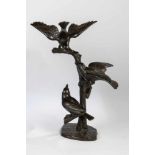 Joseph Pabst1879 Koblenz - 1950 Adenau Drei Vögel auf einem Ast sitzend. Bronze braun patiniert. Auf