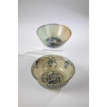 Two bowls. China, Tao Kuang period, 1st half of the 19th century. With blue floraldecoration on
