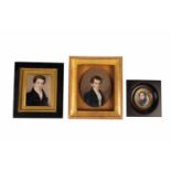 Konvolut drei Miniaturen, u.A. Paul Gomien1798 Nancy - 1846 Paris Paul Gomien: Junger Mann mit Bart,