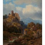 Ferdinand Franz Joseph Waldmüller1816 Brünn - 1885 Wien Romantische Landschaft mit Burgruine. Öl auf