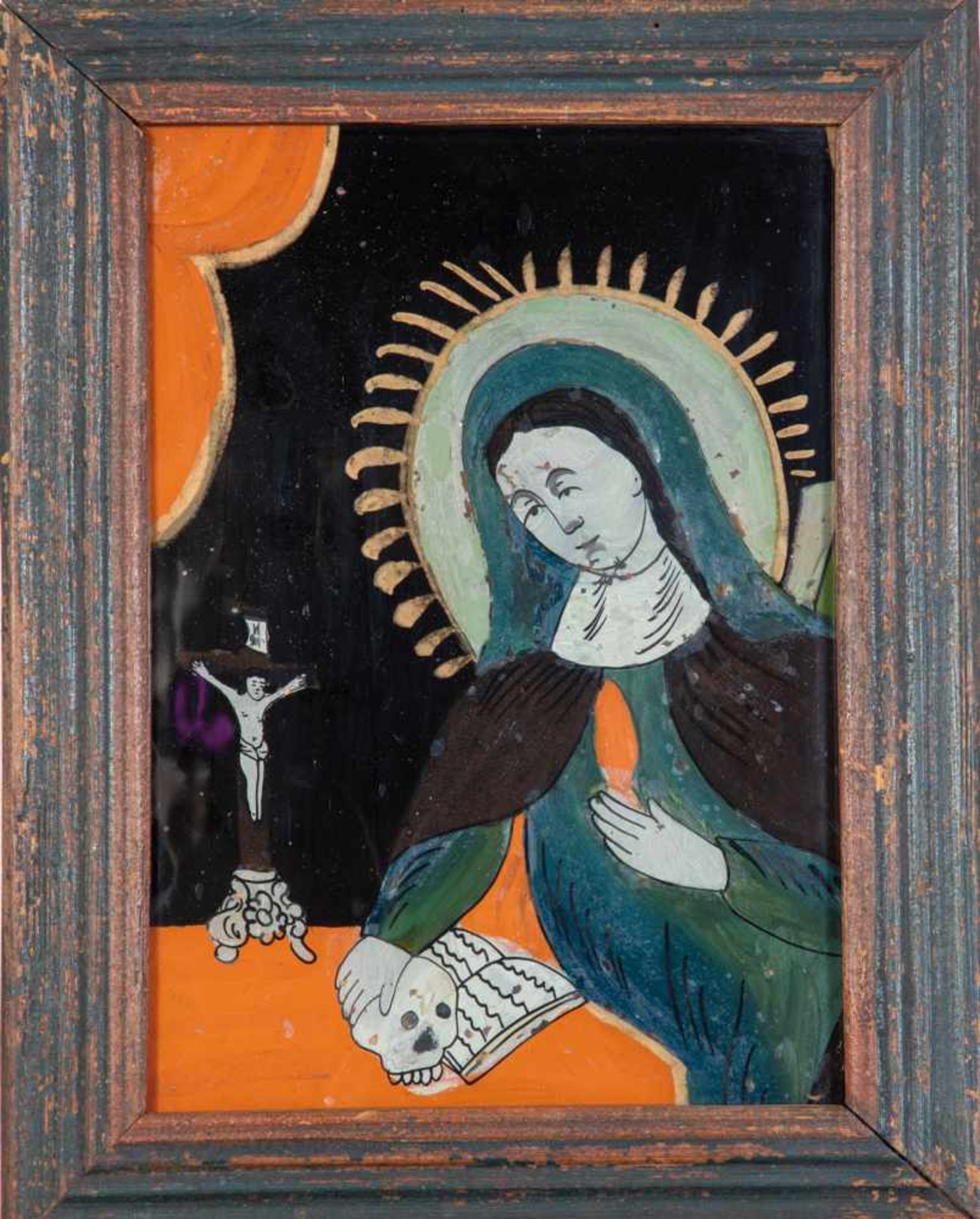 Hinterglasbild mit der Hl. Maria MagdalenaRaimundsreut, E. 18. Jh. In leuchtenden Farben ausgeführte