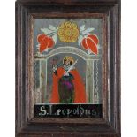 Spiegelbild mit dem Hl. LeopoldRaimundsreut oder Sandl, um 1800 Vor verspiegeltem Fond in bunten