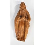 MariaNorddeutsch, 19. Jahrhundert Betende Frauenfigur. Lindenholz geschnitzt. Rückseitig Reste einer