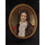 Georg Raab (attrib.)1821 Wien - 1885 ebenda Porträt Lola Montez. Gouache auf Elfenbein,