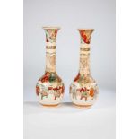 Set of two Satsuma vases. Japan, fist half of the 20th century. Depiction of musicians. 39cm high.