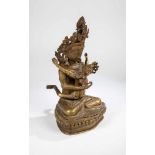 Vajradharas Prajna. Tibet/Nepal, 20th century. Vajradharas sitting on a lotus throne inunion with