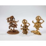 Three Buddhist statuettes. Tibet / India, 19th century. Two Ganesha figures and oneUddiyana