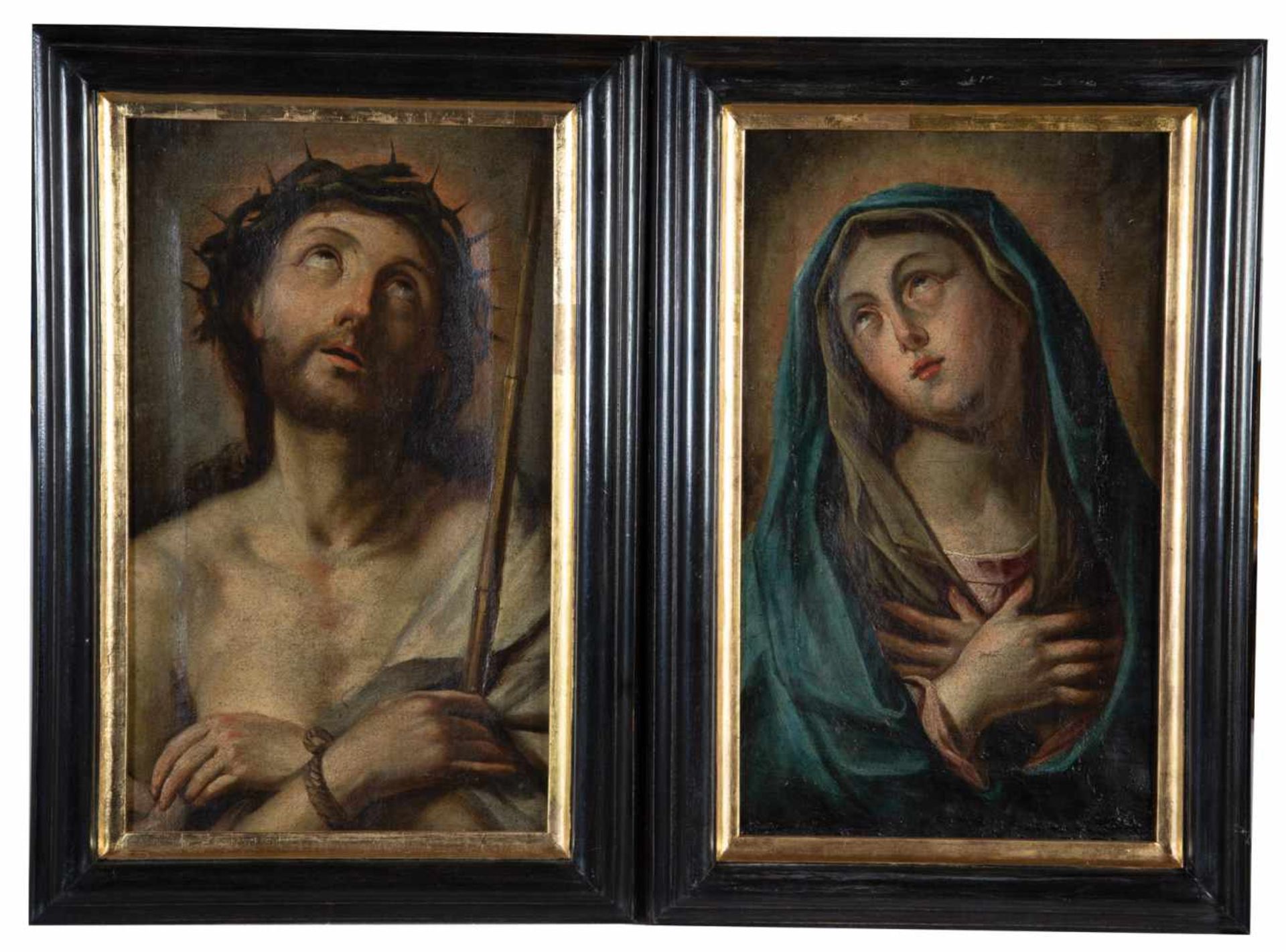 Ecce Homo and Virgin Mary after Guido Reni, southern German, 18th century. Oil on canvas,partially
