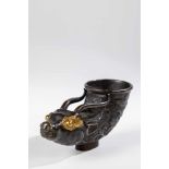 Jue cup. China, 19th century. Ritual cup in the form of an antelope head with fine floraldecoration.