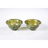 Two bowls. China, 20th century. Nephrite jade. 4.5 cm high x 10 cm diam.Zwei SchälchenChina, 20.