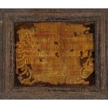 Spruchbildsigniert und datiert "Joh. George Lange 1726" Hinterglas in Goldfolie vor braunem Grund