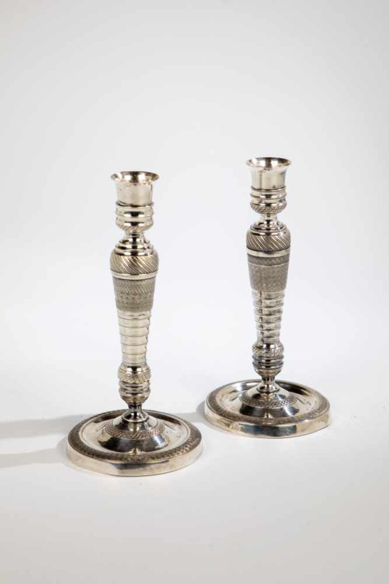 A pair silver candlesticks. Germany, Berlin, Gebrüder Gerike, circa 1850. Stamped