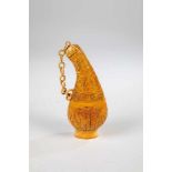 Bottle. China, probably 19th century. Ivory with dragon decor. 17 cm high.Please note that this