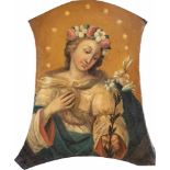 Holy Painter, Southern German, 18th century. Presentation of the Virgin Mary with flowerwreath and