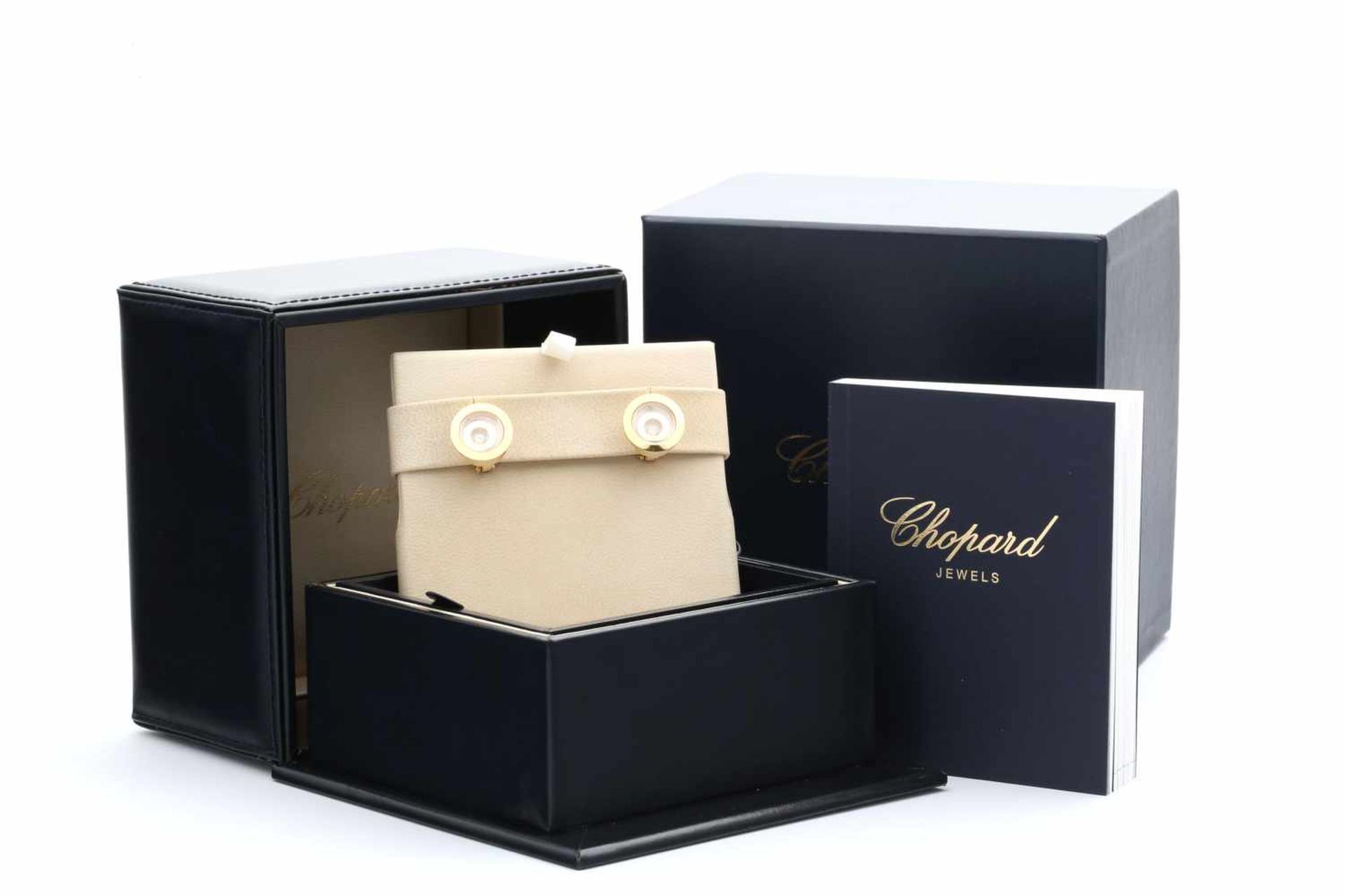 Ohrclips, Chopard Gelbgold 750, 29.7 g. Sportlich-elegante Ohrclips mit Stecker, besetzt mit 2 - Bild 3 aus 6