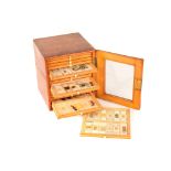 A Large Pine Microscope Slide Cabinet Containing Geology Slides,