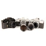 Three Praktica SLR Cameras,