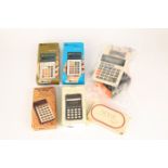 Five Electronic Calculators in Original Card Cases and a Casio Printing Calculator