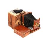 A Half Plate Mahogany & Brass Field Camera,