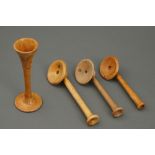 Four Wooden Monaural Stethoscopes,