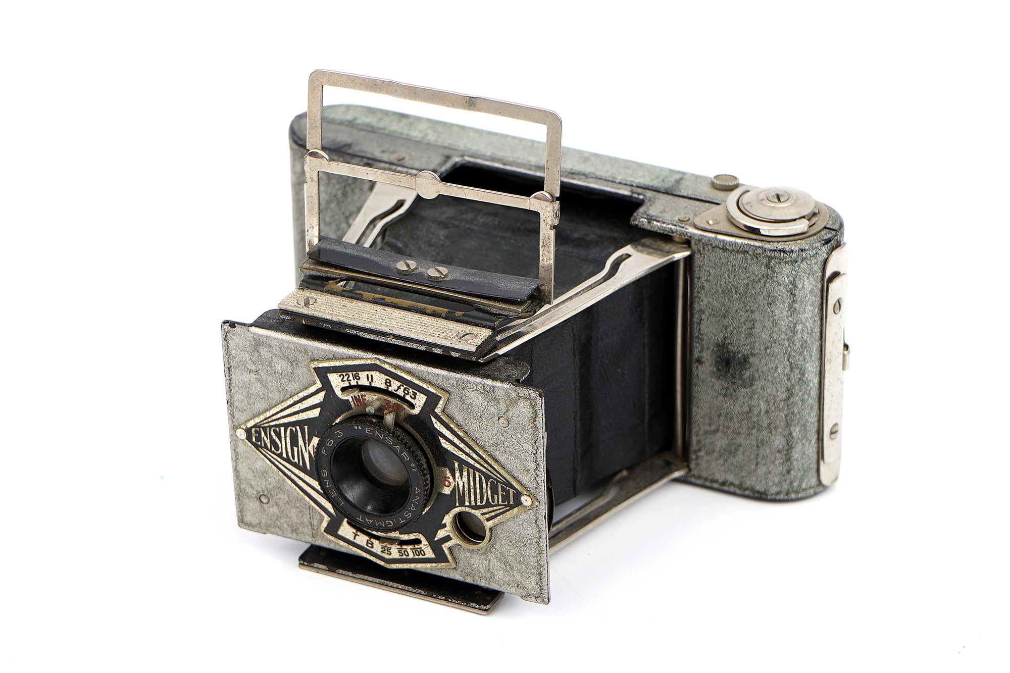 A Houghton Ensign Midget Silver Jubilee Folding Camera,