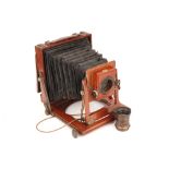 A Half Plate Mahogany & Brass Field Camera,