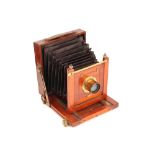 A Half Plate Mahogany & Brass Field Camera,