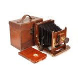 A Half Plate Mahogany & Brass Field Camera,