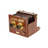 A Spencer Photo Chemist Stereo Mahogany Tailboard Camera,