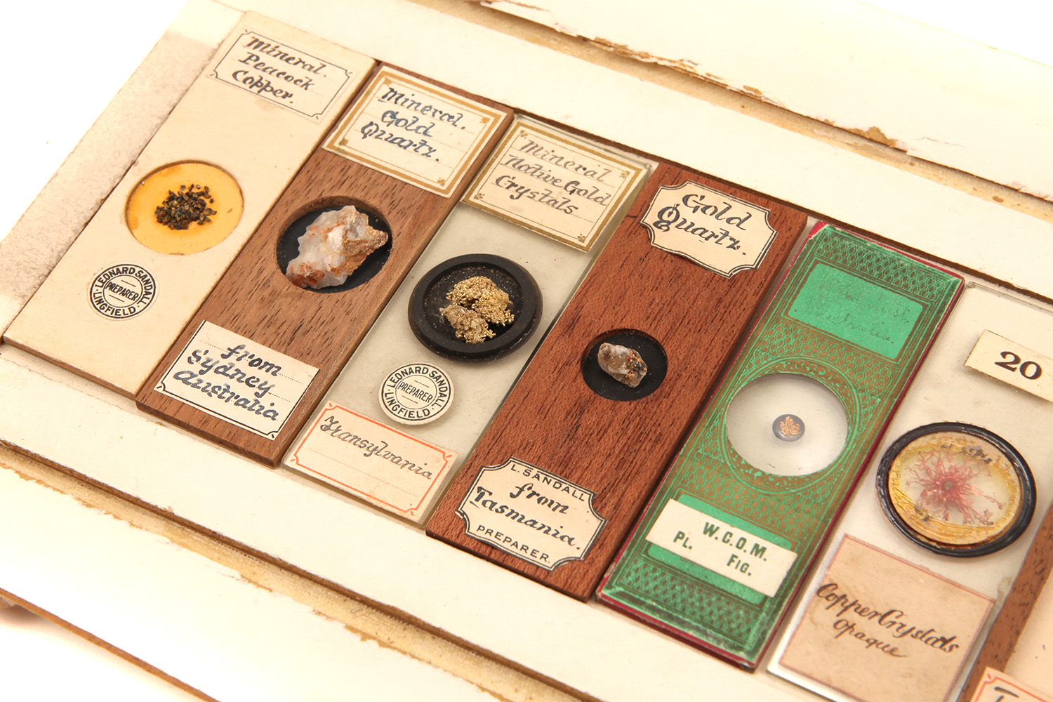 A Very Fine Collection of Dry Mounted Crystal & Geological Microscope Specimen Slides, - Image 2 of 6
