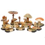 A Collection Of 11 Painted Mushroom Models,