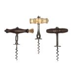 Three Henshall-type Button Corkscrews,