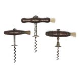 Three Henshall-type Concave Button Corkscrews,