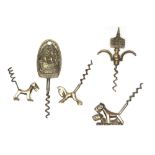 Five Brass Figural Corkscrews,